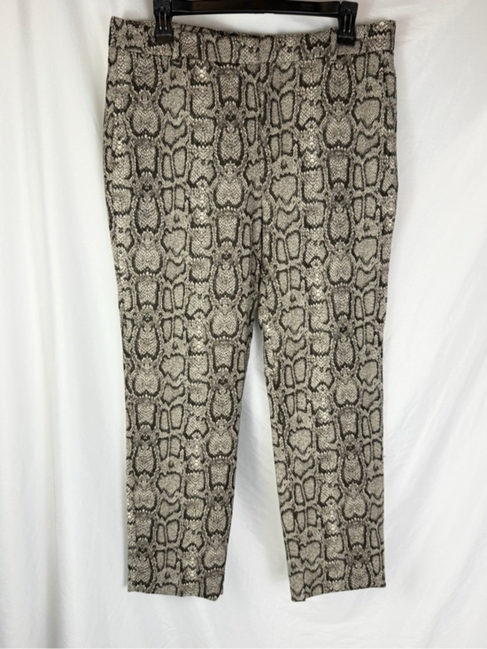 Zara Woman Snake Print Slim Ankle Pants - Neutral Tones Animal Print Trouser 10